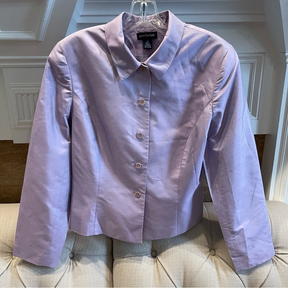 Ann Taylor 100% Silk Blazer Women’s 10 Jacket Top Lavender Womens Formal Evening
